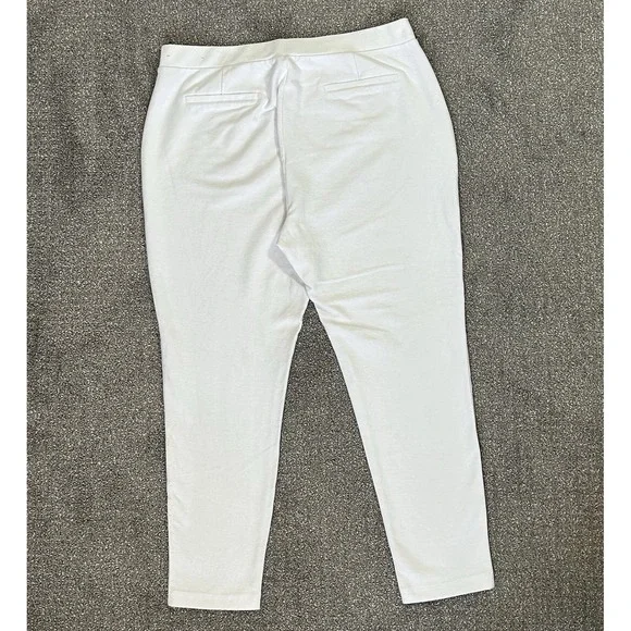 Michael Kors White Pull-On Stretch Pants/Leggings -Women's XL- Gold Buttons - Picture 4 of 10